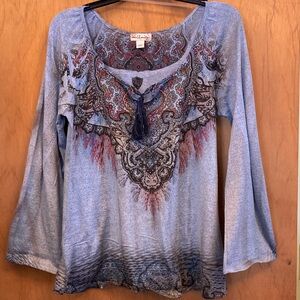 Bohemian Blue Paisley Women's Top